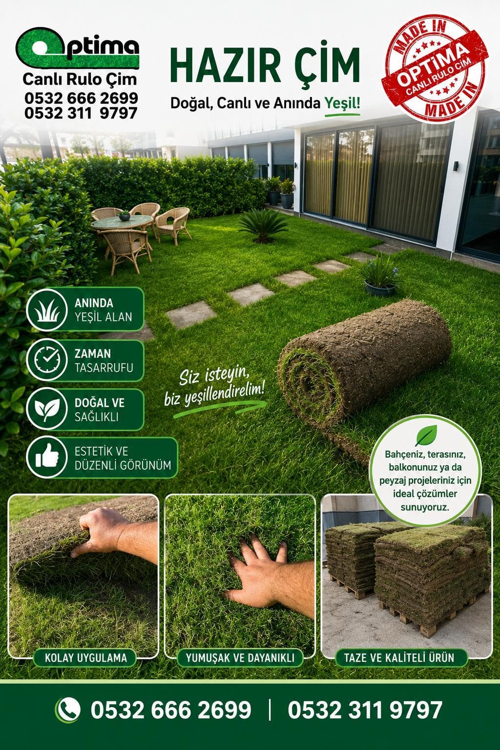 Optima Çim üretim alanı